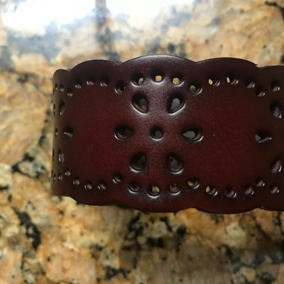 Leather Belt with Scalloped Trim - Picture 9 of 9